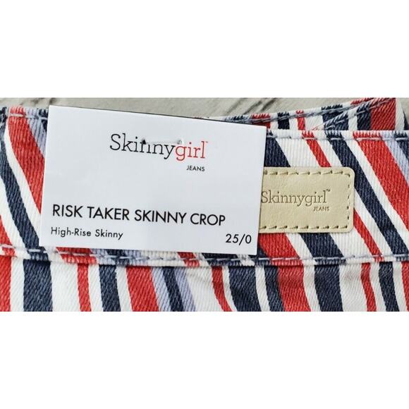 Skinnygirl Striped Button Fly Risk Taker Skinny Crop Jeans WOMENS SIZE 25/0 - Picture 7 of 10